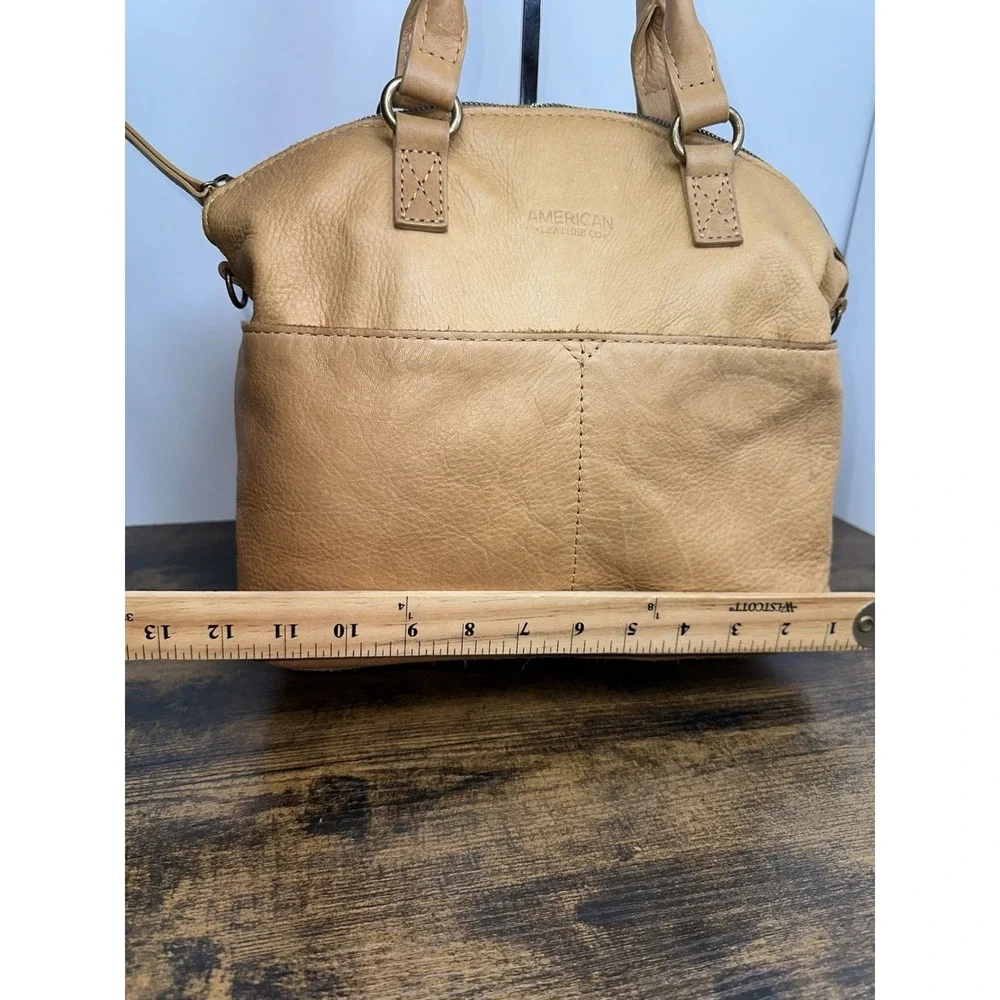 American Leather Co Tan Satchel Shoulder Crossbody Bag Large Genuine Leather